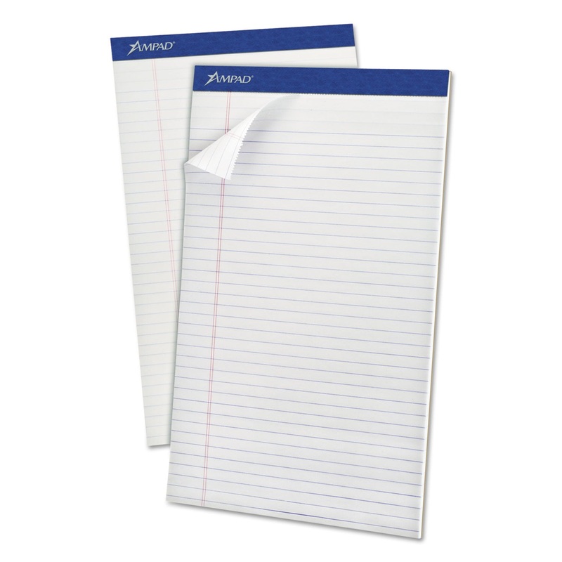 PERFORATED WRITING PADS, WIDE/LEGAL RULE, 8.5 X 14, WHITE, 50 SHEETS, DOZEN