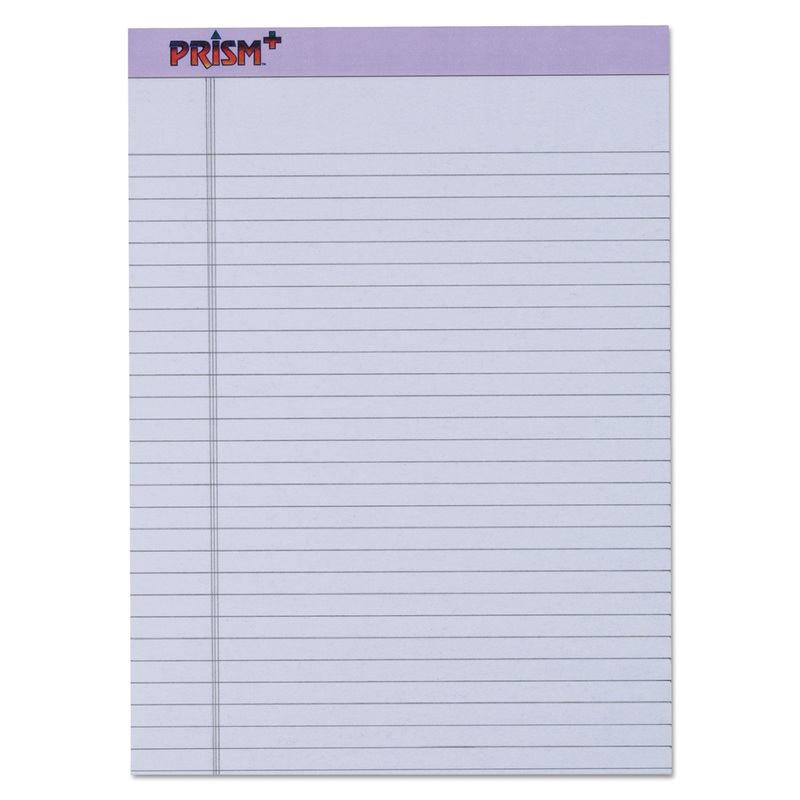 PRISM + COLORED WRITING PAD, WIDE/LEGAL RULE, 8.5 X 11.75, ORCHID, 50 SHEETS, 12/PACK