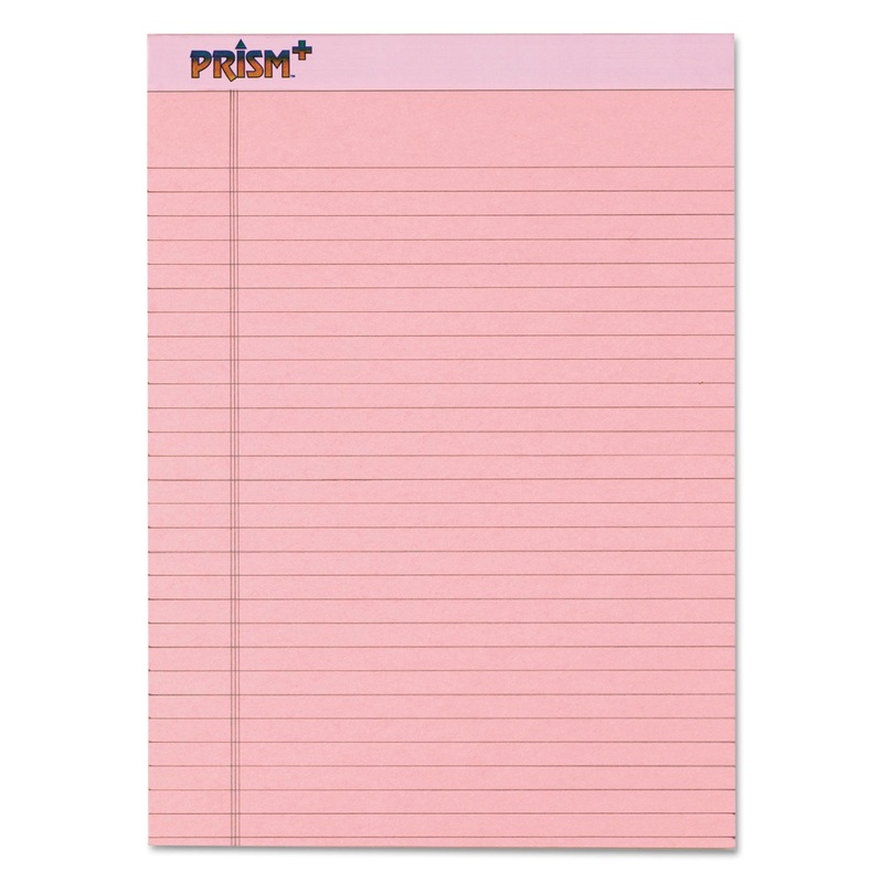 PRISM + WRITING PADS, WIDE/LEGAL RULE, 8.5 X 11.75, PASTEL PINK, 50 SHEETS, 12/PACK