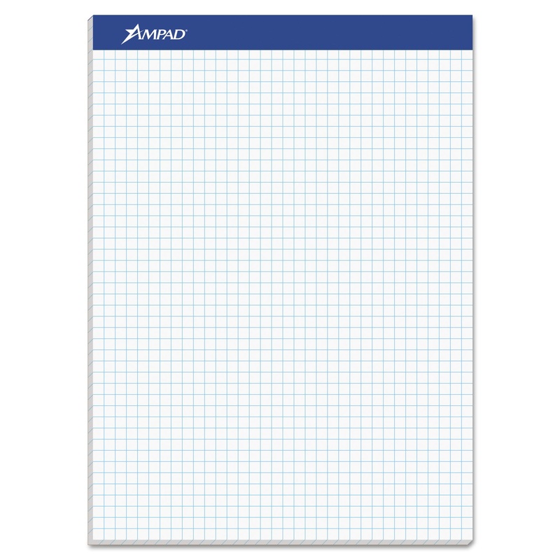 QUAD DOUBLE SHEET PAD, 4 SQ/IN QUADRILLE RULE, 8.5 X 11.75, WHITE, 100 SHEETS