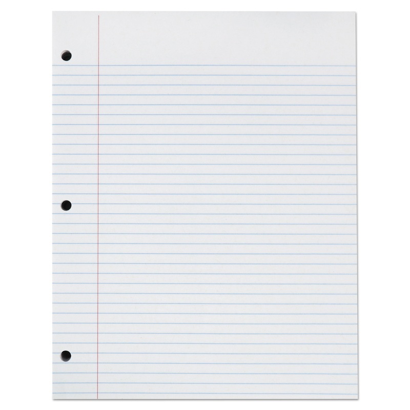 RECYCLED FILLER PAPER, 3-HOLE, 8.5 X 11, MEDIUM/COLLEGE RULE, 200/PACK