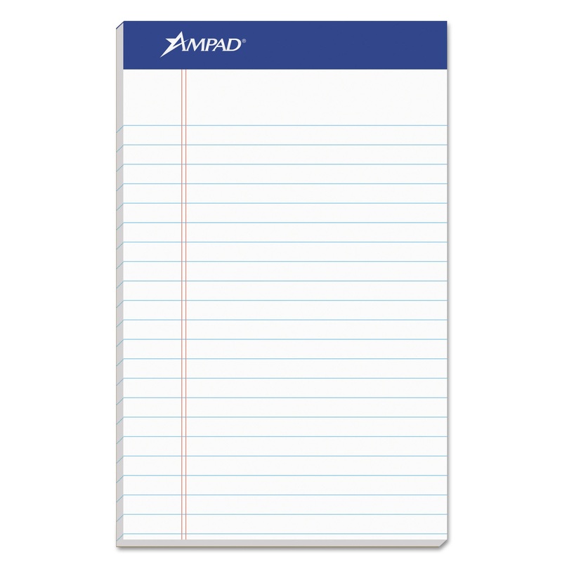 RECYCLED WRITING PADS, NARROW RULE, 5 X 8, WHITE, 50 SHEETS, DOZEN