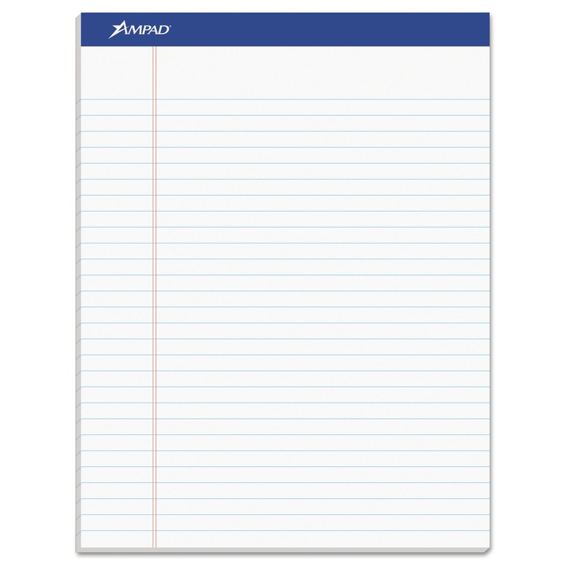 RECYCLED WRITING PADS, WIDE/LEGAL RULE, 8.5 X 11.75, WHITE, 50 SHEETS, DOZEN