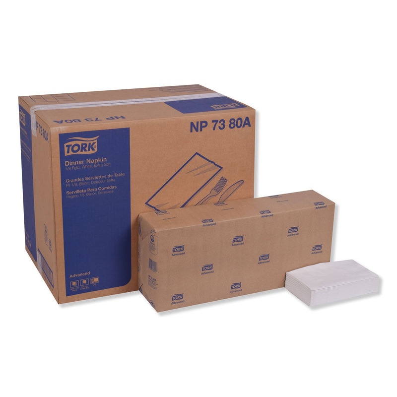 ADVANCED DINNER NAPKIN,3-PLY,17″ X 16.125″,1/8 FOLD, WHITE,1740/CT