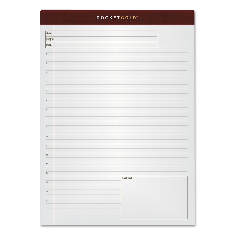 DOCKET GOLD PLANNING PADS, WIDE/LEGAL RULE, COVER, 8.5 X 11.75, 40 SHEETS, 4/PACK