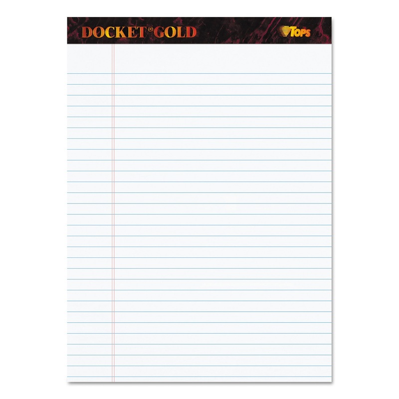 DOCKET GOLD RULED PERFORATED PADS, WIDE/LEGAL RULE, 8.5 X 11.75, WHITE, 50 SHEETS, 12/PACK