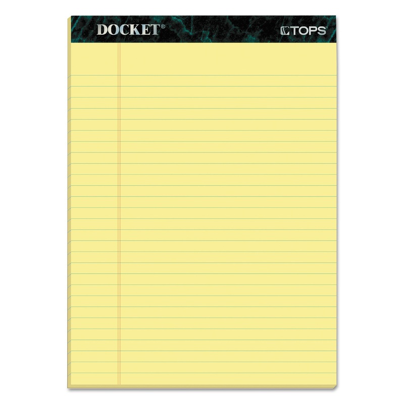 DOCKET RULED PERFORATED PADS, WIDE/LEGAL RULE, 8.5 X 11.75, CANARY, 50 SHEETS, 12/PACK