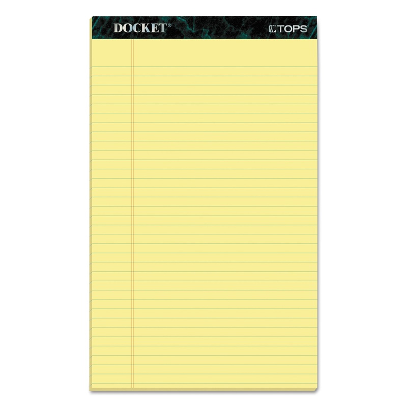 DOCKET RULED PERFORATED PADS, WIDE/LEGAL RULE, 8.5 X 14, CANARY, 50 SHEETS, 12/PACK