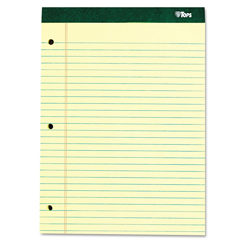 DOUBLE DOCKET RULED PADS, WIDE/LEGAL RULE, 8.5 X 11.75, CANARY, 100 SHEETS