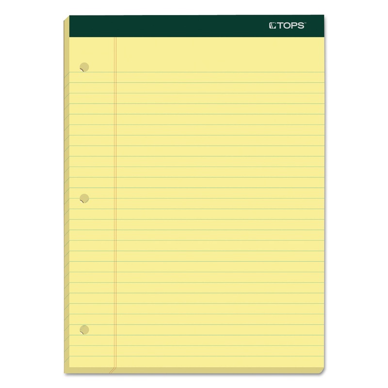 DOUBLE DOCKET RULED PADS, WIDE/LEGAL RULE, 8.5 X 11.75, CANARY, 100 SHEETS, 6/PACK