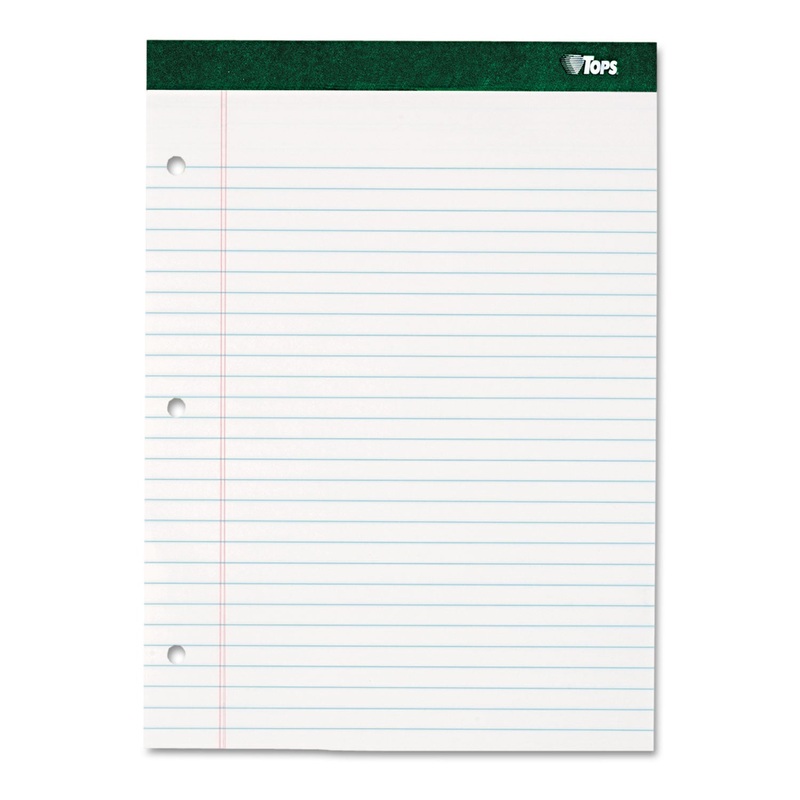 DOUBLE DOCKET RULED PADS, WIDE/LEGAL RULE, 8.5 X 11.75, WHITE, 100 SHEETS