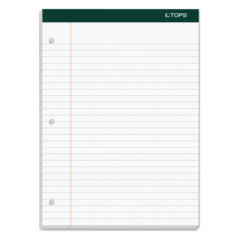 DOUBLE DOCKET RULED PADS, WIDE/LEGAL RULE, 8.5 X 11.75, WHITE, 100 SHEETS, 6/PACK
