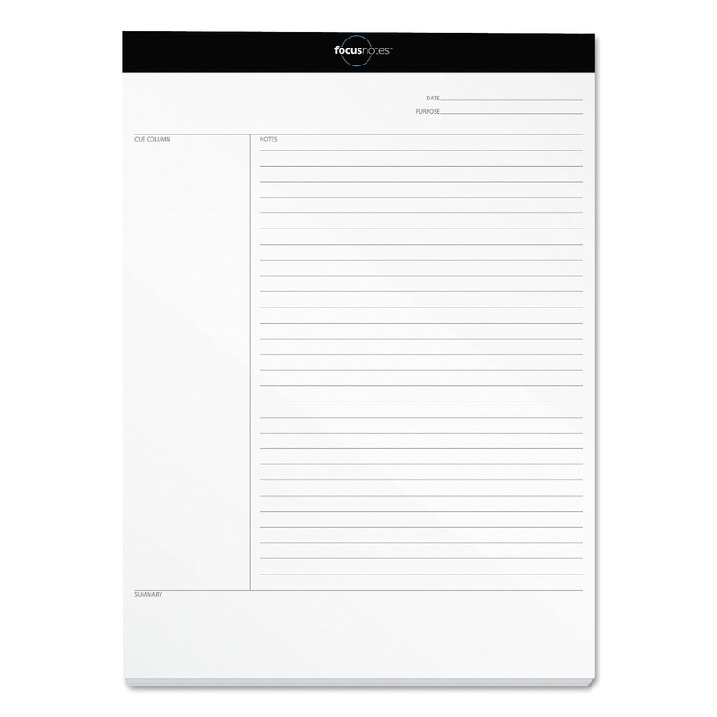 FOCUSNOTES LEGAL PAD, MEETING NOTES, 8.5 X 11.75, WHITE, 50 SHEETS