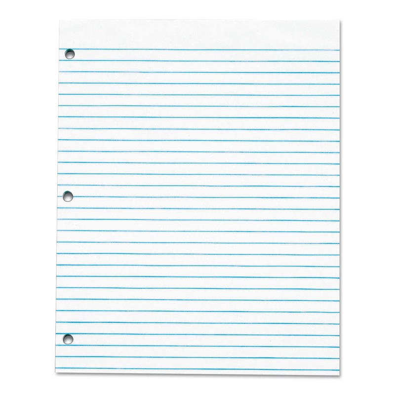 GLUE TOP 3-HOLE PUNCHED PADS, WIDE/LEGAL RULE, 8.5 X 11, WHITE, 50 SHEETS, DOZEN