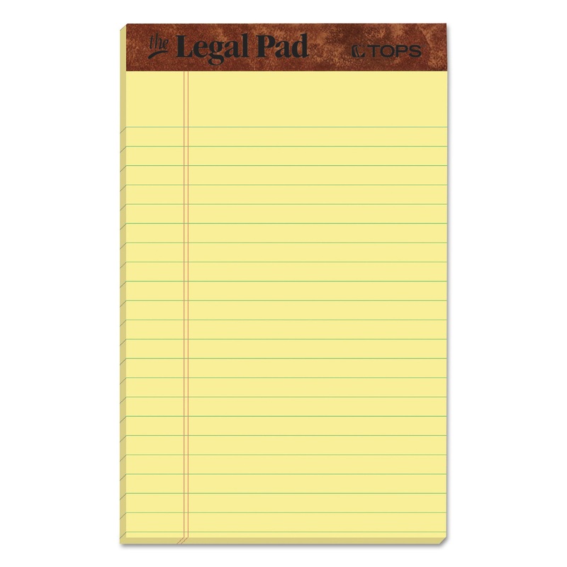 “THE LEGAL PAD” PERFORATED PADS, NARROW RULE, 5 X 8, CANARY, 50 SHEETS, DOZEN