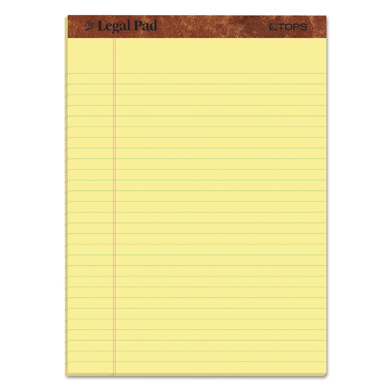 “THE LEGAL PAD” PERFORATED PADS, WIDE/LEGAL RULE, 8.5 X 11, CANARY, 50 SHEETS, 3/PACK