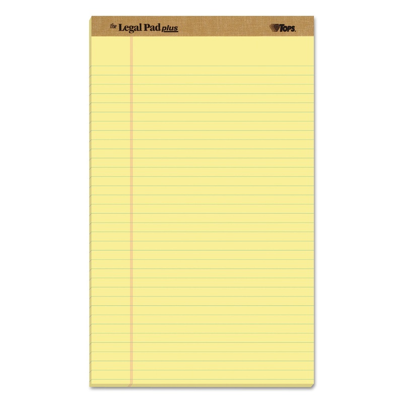 “THE LEGAL PAD” + PERFORATED PADS, WIDE/LEGAL RULE, 8.5 X 14, CANARY, 50 SHEETS, DOZEN
