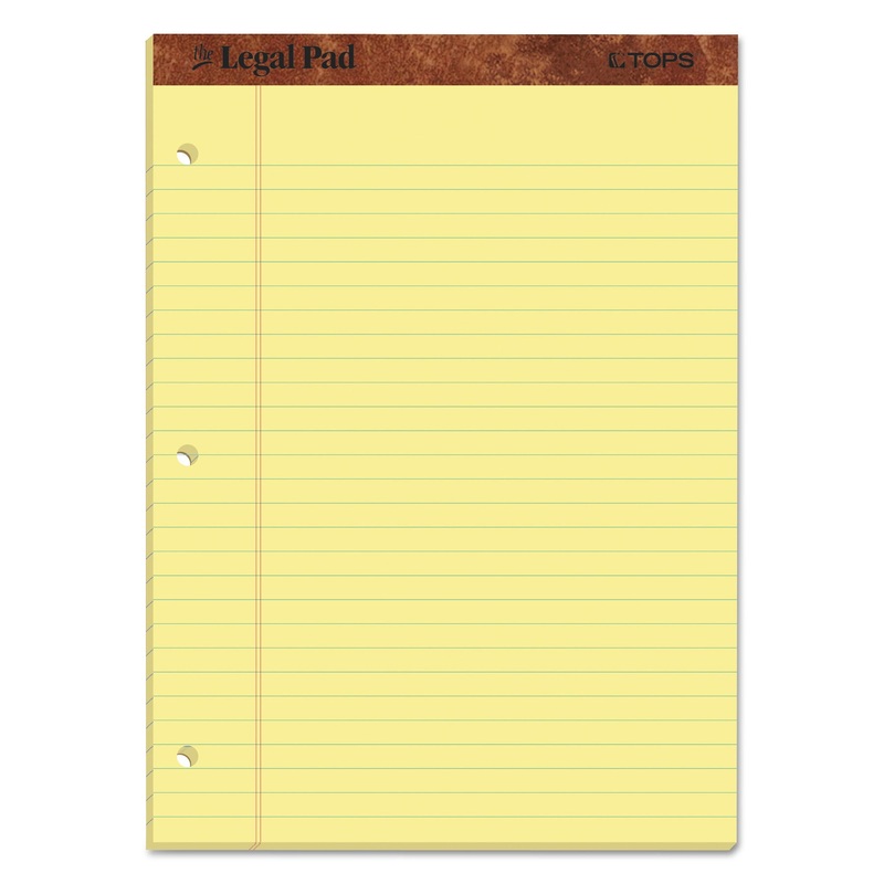 “THE LEGAL PAD” RULED PADS, WIDE/LEGAL RULE, 11.75 X 8.5, CANARY, 50 SHEETS, DOZEN
