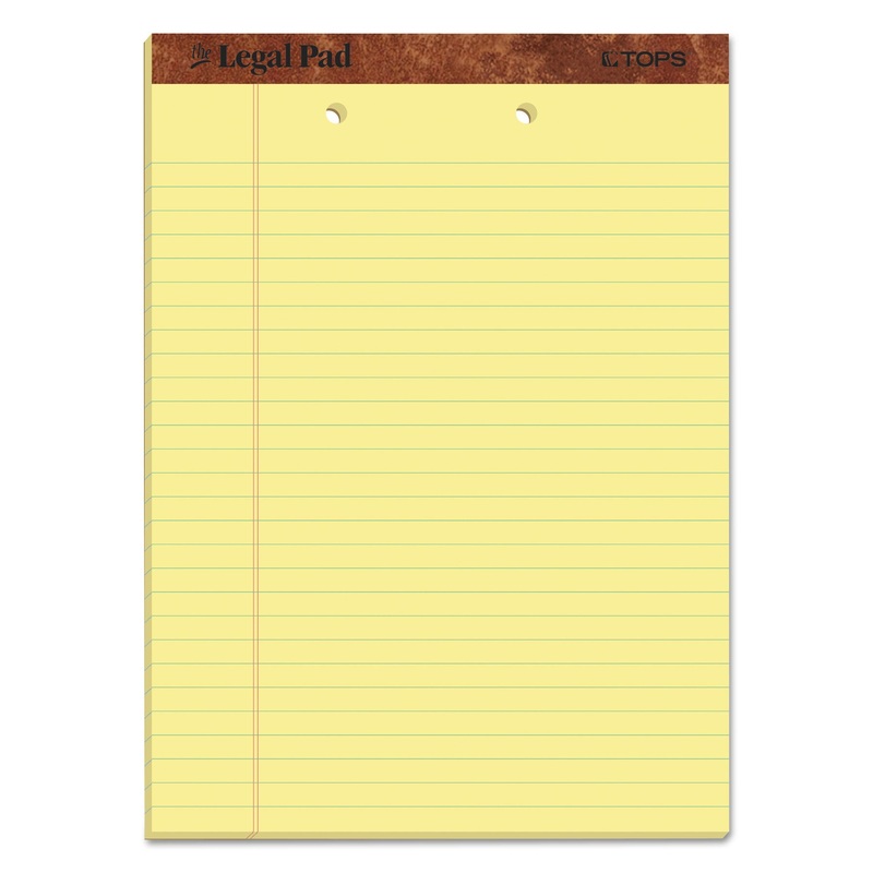 “THE LEGAL PAD” RULED PADS, WIDE/LEGAL RULE, 8.5 X 11.75, CANARY, 50 SHEETS, DOZEN