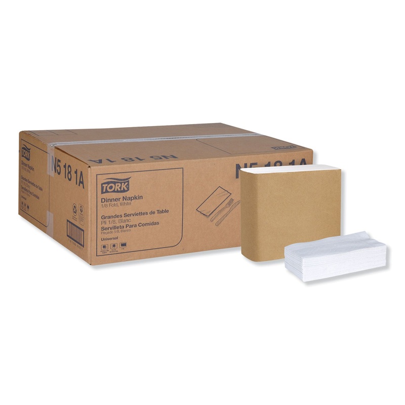 UNIVERSAL DINNER NAPKINS, 1-PLY, 15″ X 17″, 1/8 FOLD, WHITE, 3000/CARTON