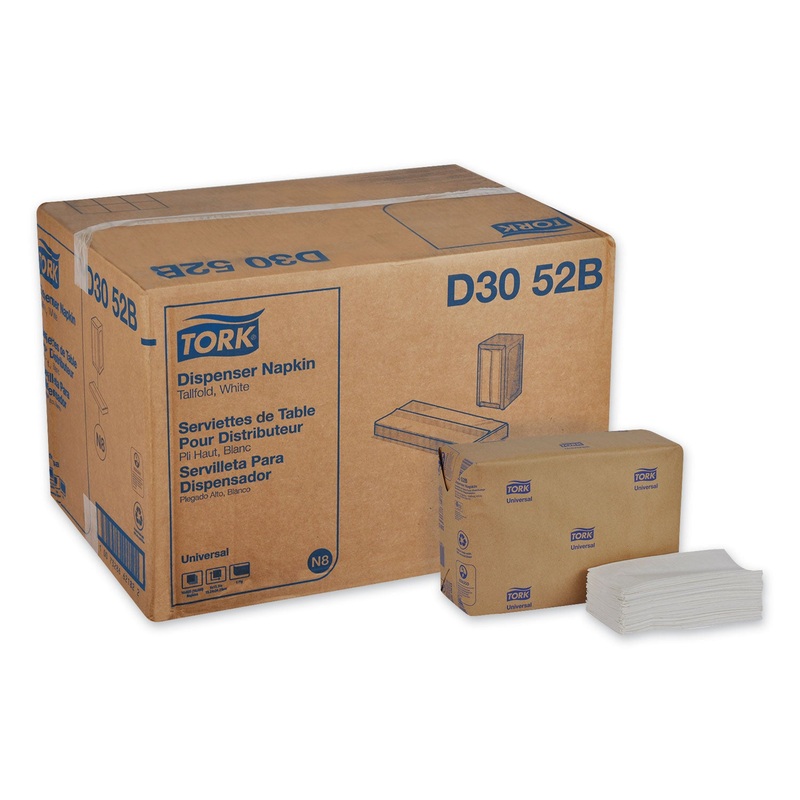 UNIVERSAL TALL-FOLD DISPENSER NAPKINS, 1-PLY, 6″ X 13.5″, WHITE, 10000/CARTON