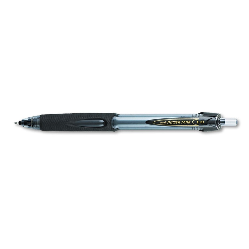 POWER TANK RT RETRACTABLE BALLPOINT PEN, 1MM, BLACK INK, SMOKE/BLACK BARREL, DOZEN