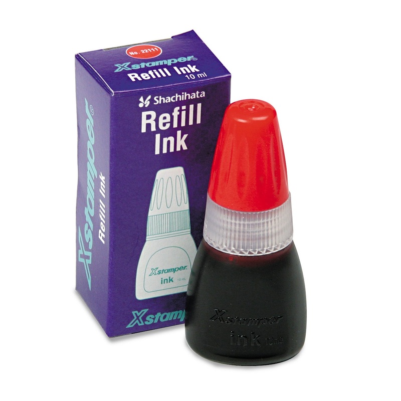 Refill Ink For Xstamper Stamps, 10ml-Bottle, Red