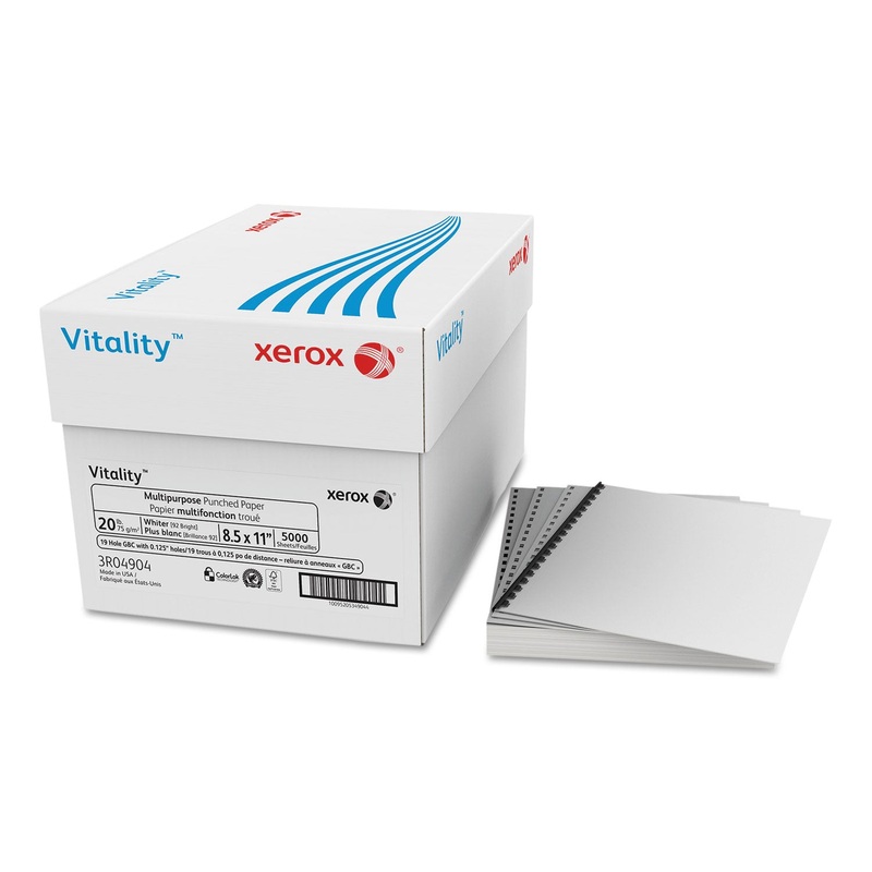 VITALITY MULTIPURPOSE PAPER, 92 BRIGHT, 19-HOLE, 20LB, 8.5 X 11, WHITE, 500 SHEETS/REAM, 10 REAMS/CARTON