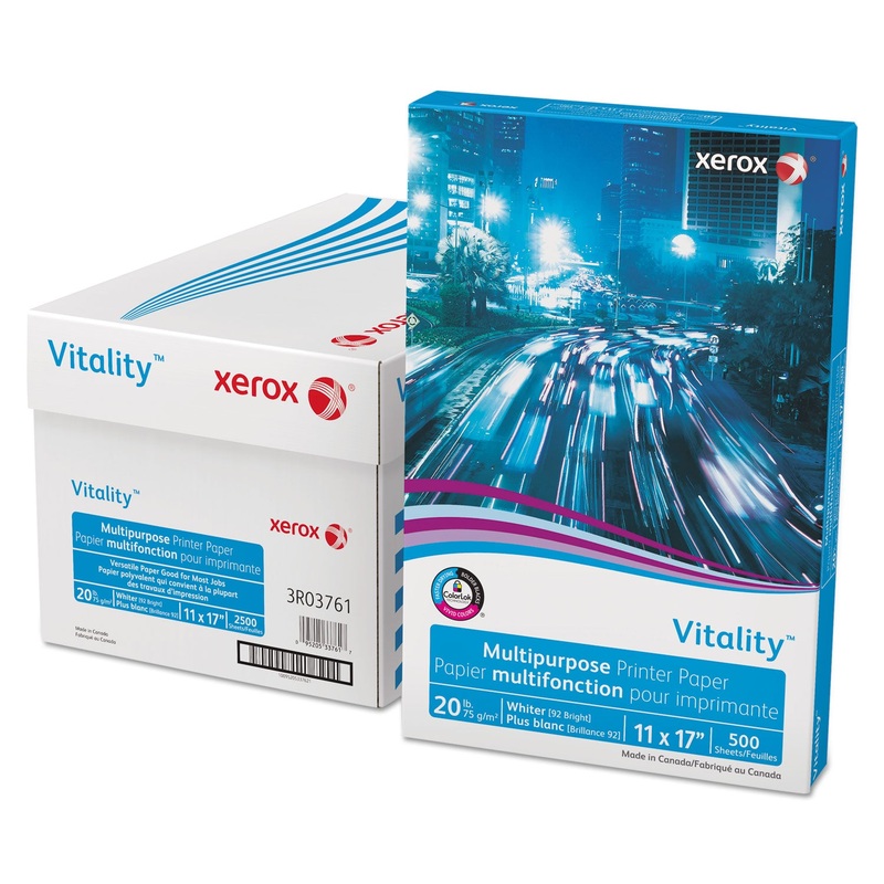 VITALITY MULTIPURPOSE PRINT PAPER, 92 BRIGHT, 20LB, 11 X 17, WHITE, 500/REAM