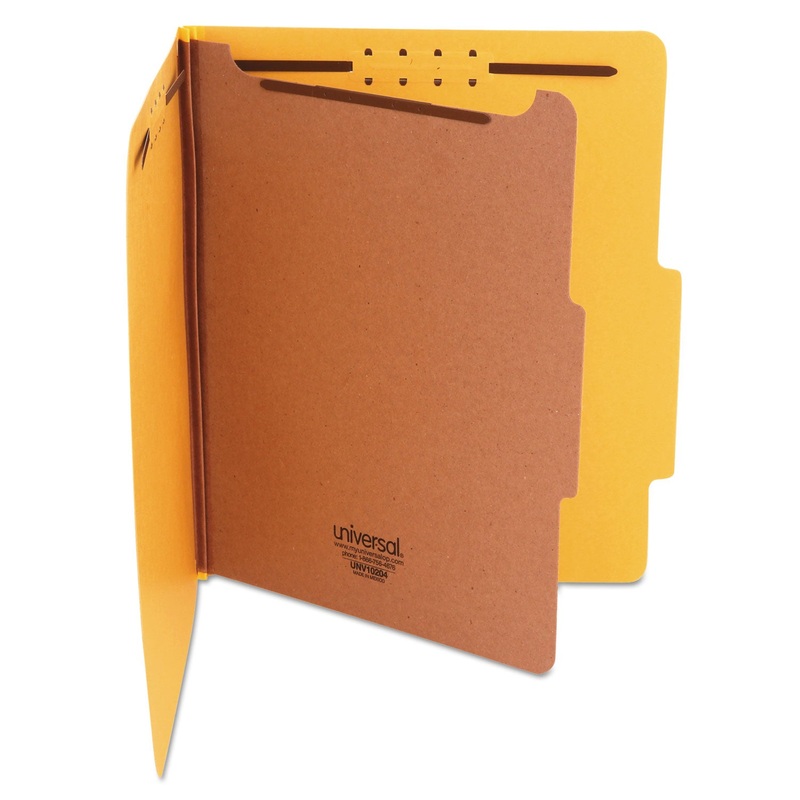 BRIGHT COLORED PRESSBOARD CLASSIFICATION FOLDERS, 1 DIVIDER, LETTER SIZE, YELLOW, 10/BOX