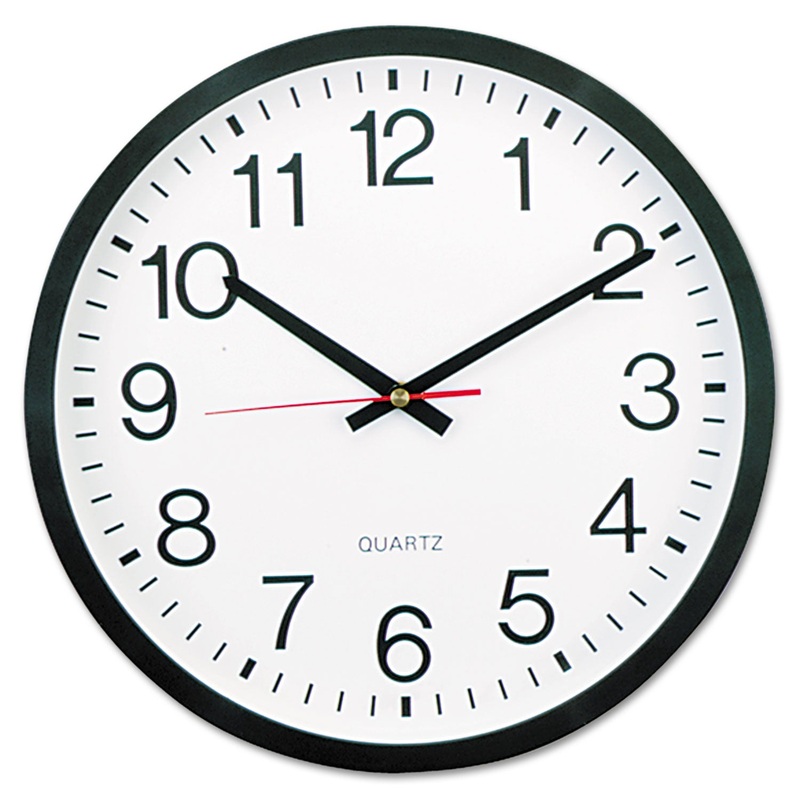 CLASSIC ROUND WALL CLOCK, 12.63″ OVERALL DIAMETER, BLACK CASE, 1 AA (SOLD SEPARATELY)