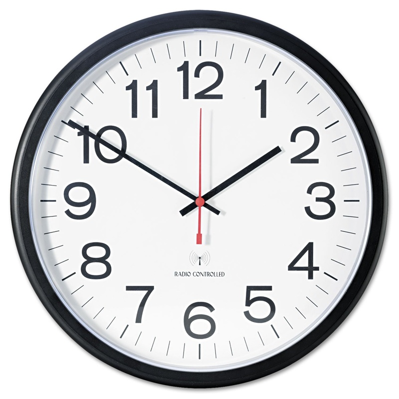 DELUXE 13 1/2″ INDOOR/OUTDOOR ATOMIC CLOCK, 13.5″ OVERALL DIAMETER, BLACK CASE, 1 AA (SOLD SEPARATELY)