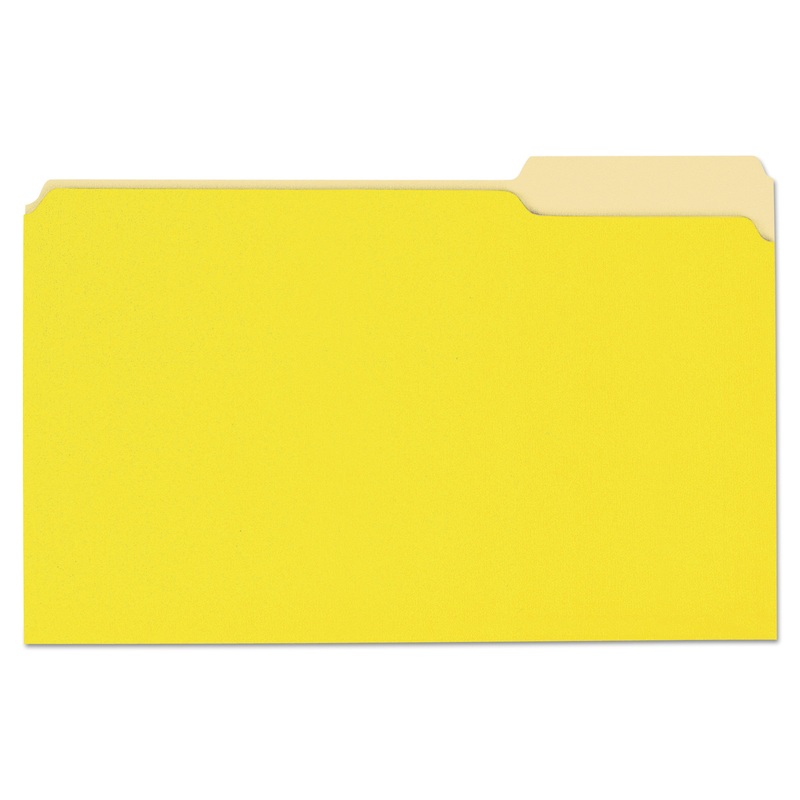 DELUXE COLORED TOP TAB FILE FOLDERS, 1/3-CUT TABS, LEGAL SIZE, YELLOWITH LIGHT YELLOW, 100/BOX