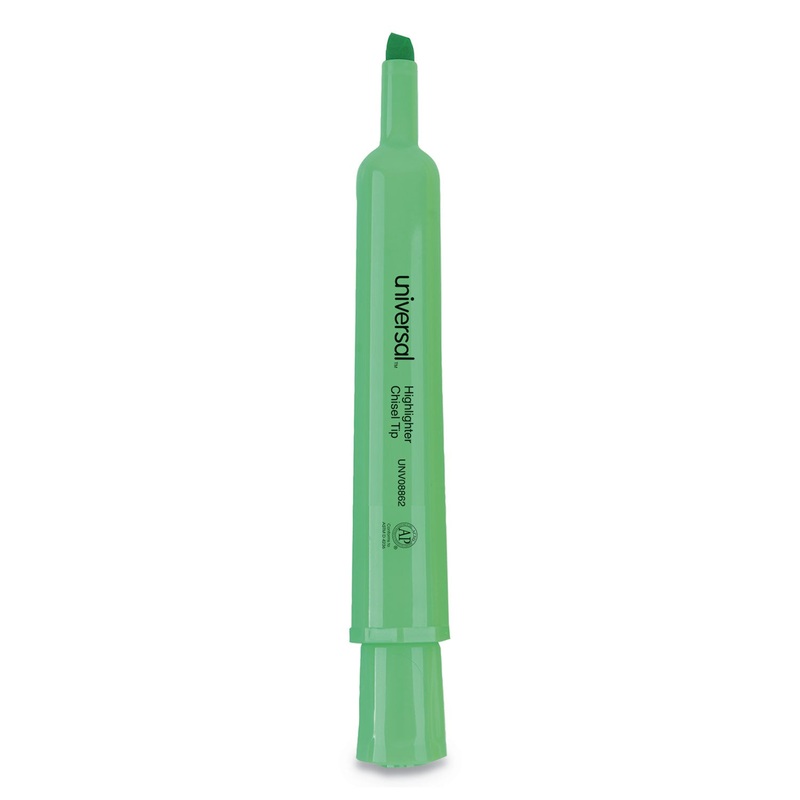 DESK HIGHLIGHTERS, CHISEL TIP, FLUORESCENT GREEN, DOZEN