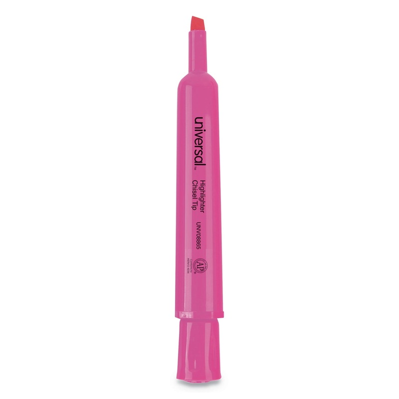 DESK HIGHLIGHTERS, CHISEL TIP, FLUORESCENT PINK, DOZEN