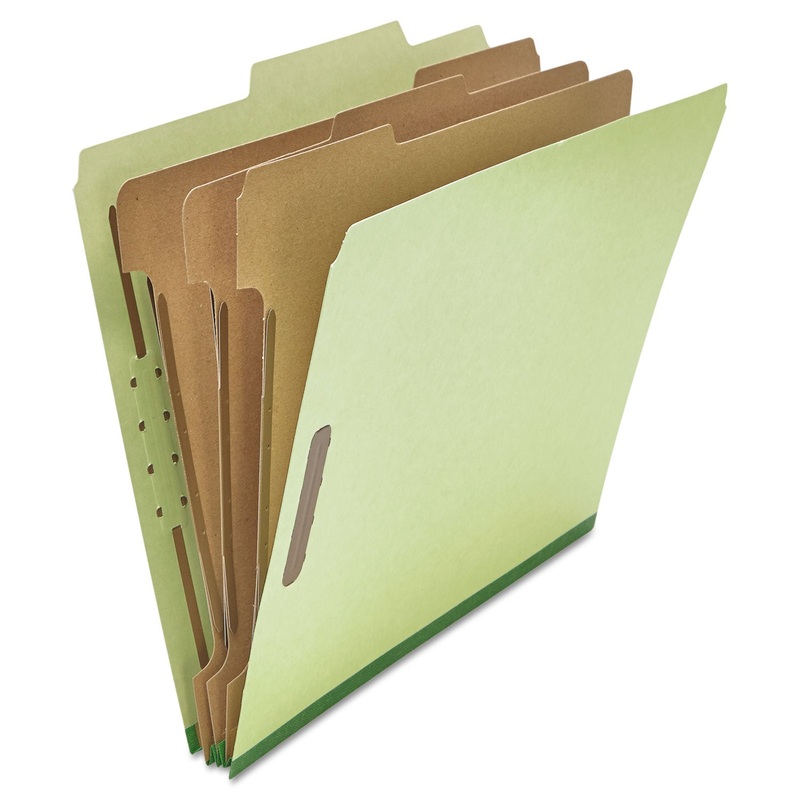 FOUR-, SIX- AND EIGHT-SECTION CLASSIFICATION FOLDERS, 3 DIVIDERS, LETTER SIZE, GREEN, 10/BOX