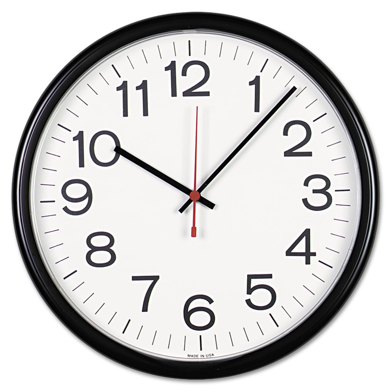 INDOOR/OUTDOOR ROUND WALL CLOCK, 13.5″ OVERALL DIAMETER, BLACK CASE, 1 AA (SOLD SEPARATELY)