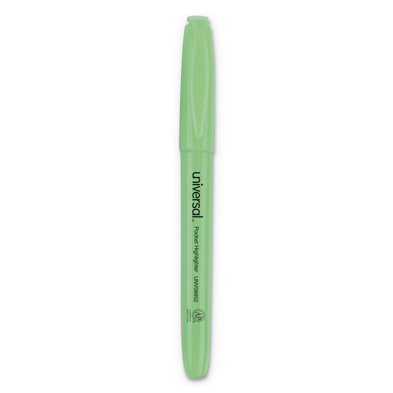 POCKET HIGHLIGHTERS, CHISEL TIP, FLUORESCENT GREEN, DOZEN