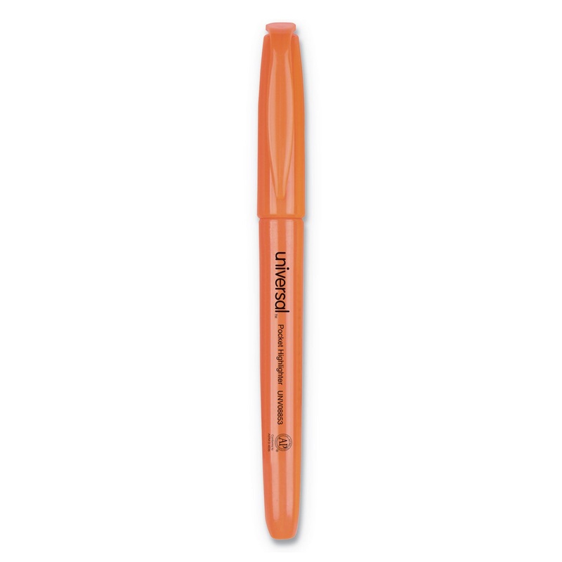 POCKET HIGHLIGHTERS, CHISEL TIP, FLUORESCENT ORANGE, DOZEN