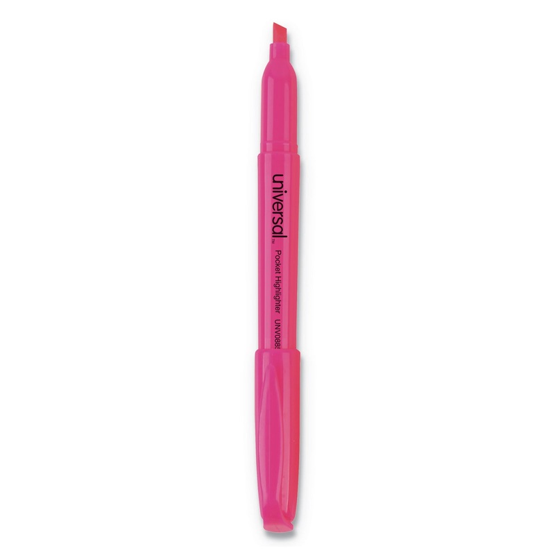 POCKET HIGHLIGHTERS, CHISEL TIP, FLUORESCENT PINK, DOZEN