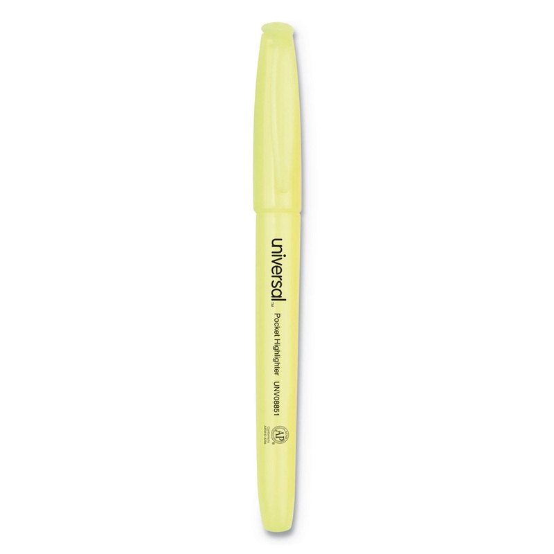 POCKET HIGHLIGHTERS, CHISEL TIP, FLUORESCENT YELLOW, DOZEN