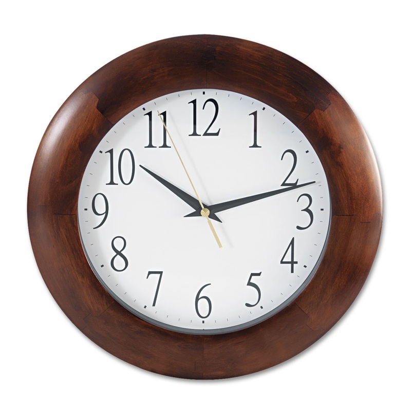 ROUND WOOD WALL CLOCK, 12.75″ OVERALL DIAMETER, CHERRY CASE, 1 AA (SOLD SEPARATELY)