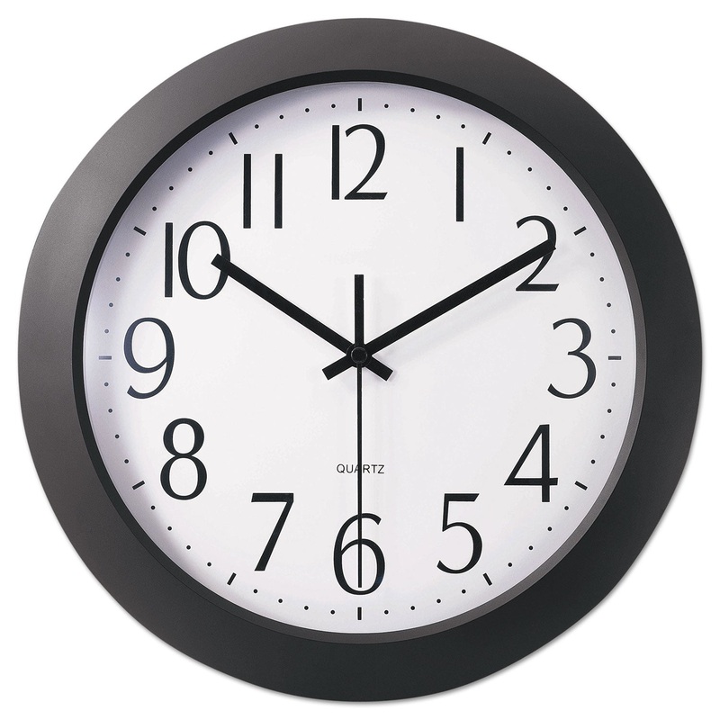 WHISPER QUIET CLOCK, 12″ OVERALL DIAMETER, BLACK CASE, 1 AA (SOLD SEPARATELY)