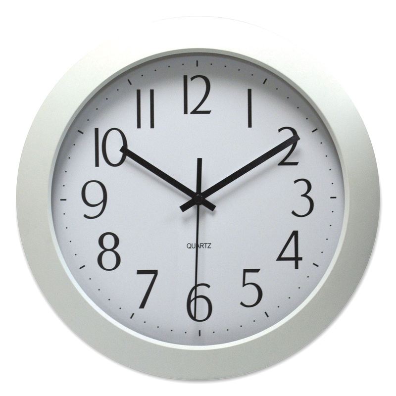 WHISPER QUIET CLOCK, 12″ OVERALL DIAMETER, WHITE CASE, 1 AA (SOLD SEPARATELY)