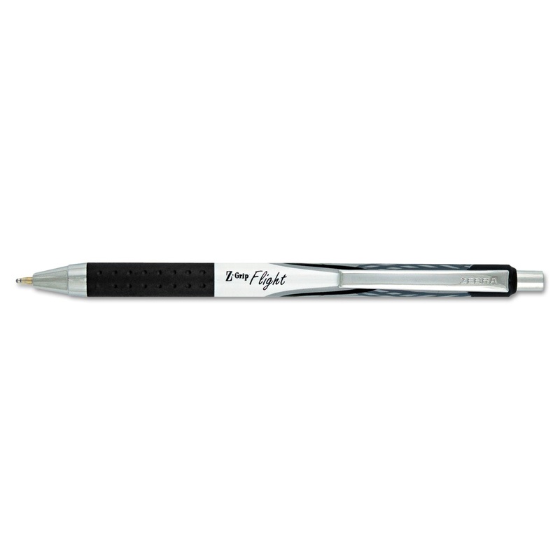 Z-GRIP FLIGHT RETRACTABLE BALLPOINT PEN, 1.2MM, BLACK INK, WHITE BARREL, DOZEN