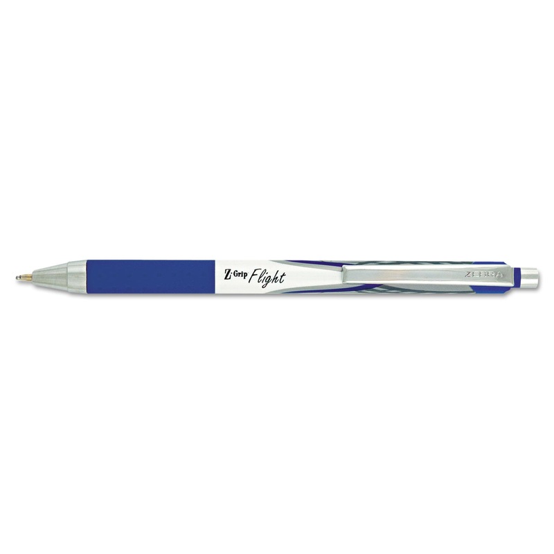 Z-GRIP FLIGHT RETRACTABLE BALLPOINT PEN, 1.2MM, BLUE INK, WHITE BARREL, DOZEN