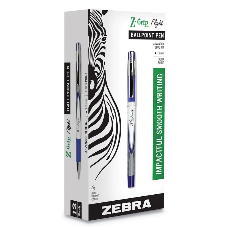 Z-GRIP FLIGHT STICK BALLPOINT PEN, 1.2MM, BLUE INK, WHITE/BLUE BARREL, DOZEN