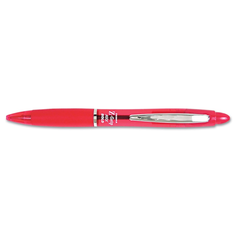 Z-GRIP MAX RETRACTABLE BALLPOINT PEN, BOLD 1.2MM, RED INK, TRANSLUCENT RED BARREL, DOZEN