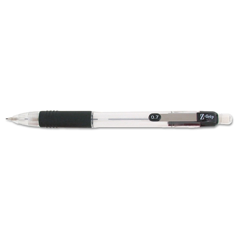 Z-GRIP MECHANICAL PENCIL, 0.7 MM, HB (#2.5), BLACK LEAD, CLEAR/BLACK GRIP BARREL, 24/PACK