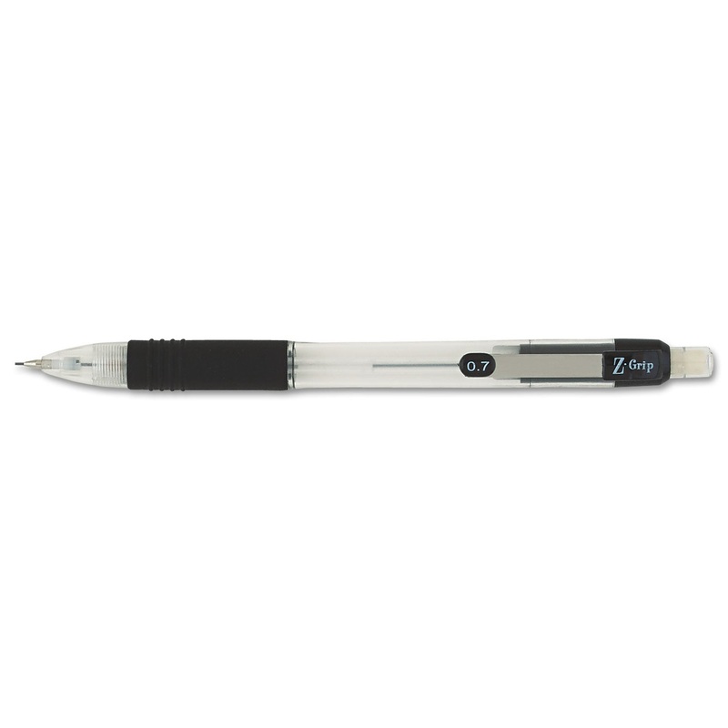 Z-GRIP MECHANICAL PENCIL, 0.7 MM, HB (#2.5), BLACK LEAD, CLEAR/BLACK GRIP BARREL, DOZEN